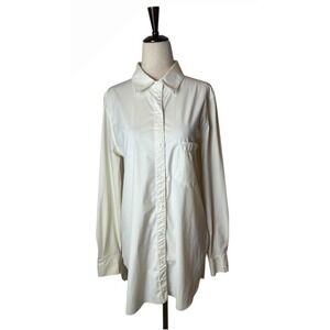 Lysse Shirt Women Small Beige‎ Collared Long Sleeve Schiffer Button Down Preppy